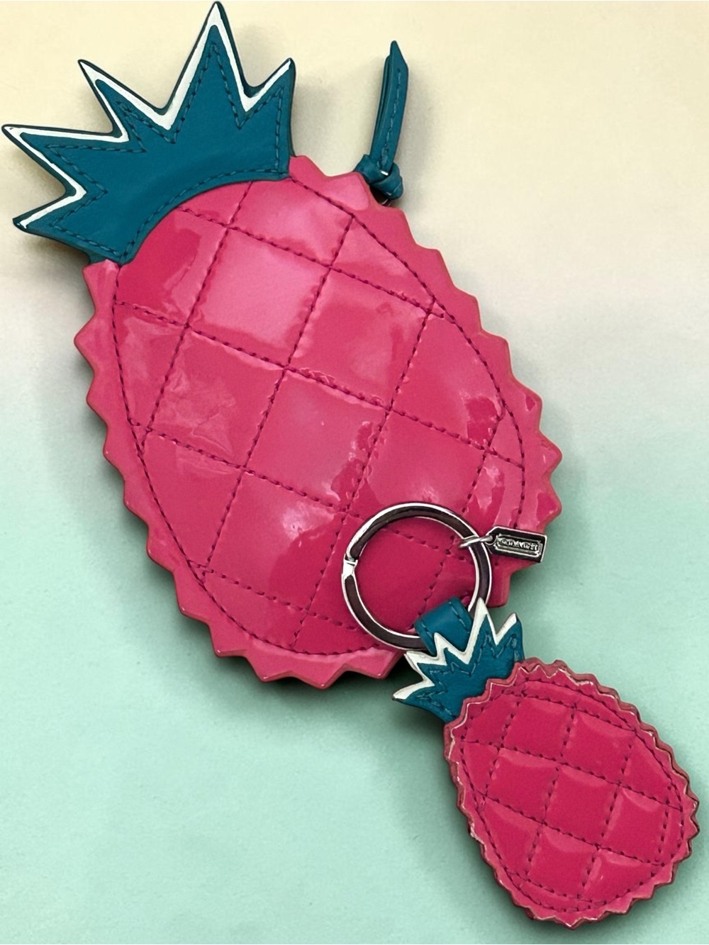 COACH Patent Leather Pineapple Coin Purse and Keyring